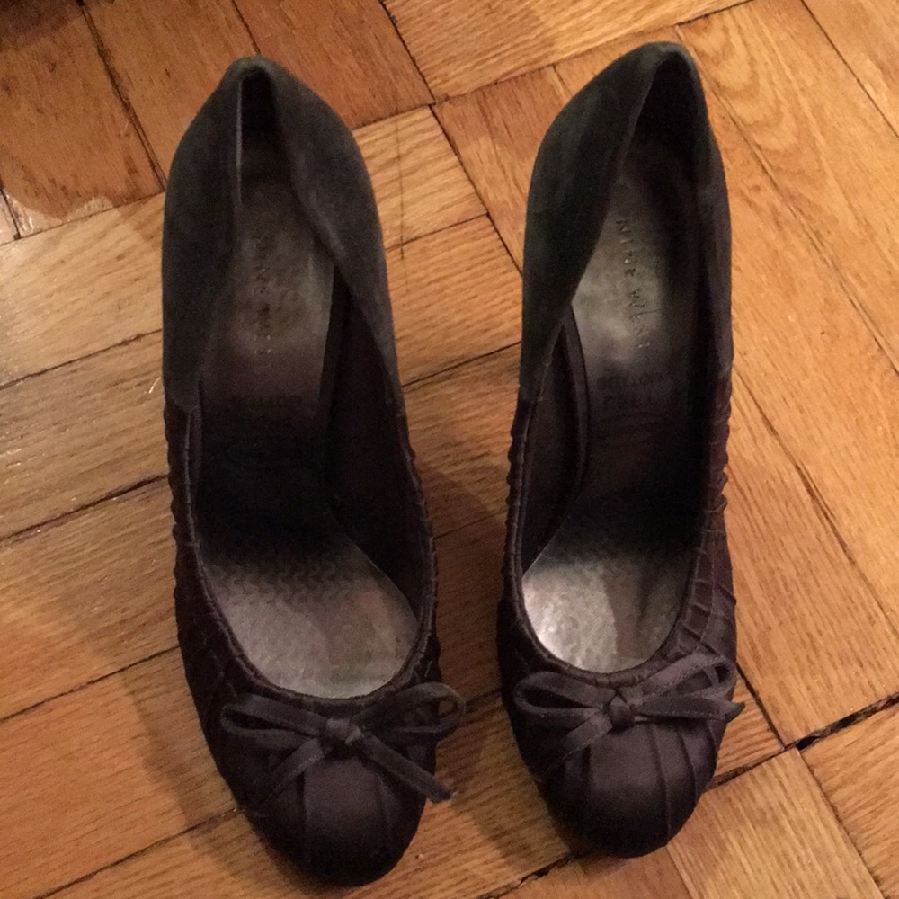 Gray Suede and Satin Nine West Heels
